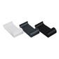 A white, an antrachite grey, and a black gutter trim clip lying face up.