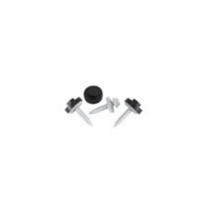 3 screws, two with their black hex caps on, one without, and one hex cap on its own.