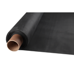 A partially unfurled roll of black EPDM, showing the cardboard innertube it's wound around.