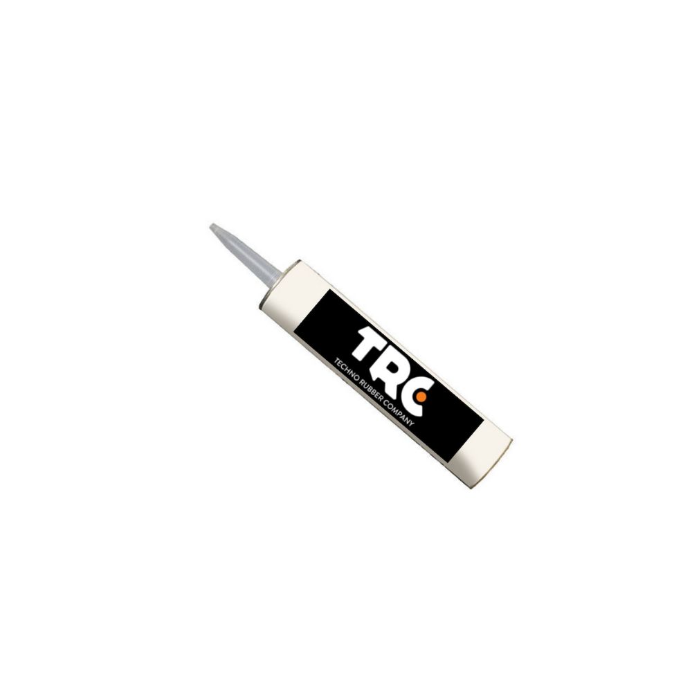 A tube of sealant, at an angle, with a pointed nozzle, and the TRC logo along the tube.