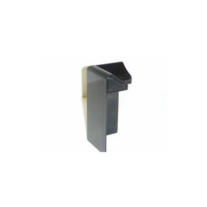 A black external edge trim corner shown from the side, almost in relief, to show its shape.